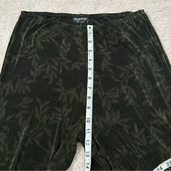 NWT Vintage Lee Anderson Wide Leg Ruched Pants Green Leaf Pattern Size Small - Picture 7 of 10